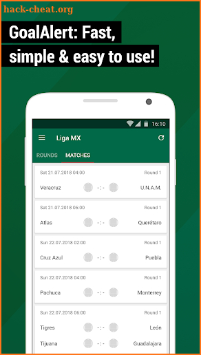 Football Live Scores Mexico 2018 - GoalAlert screenshot