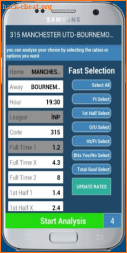 football odds analysis screenshot