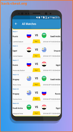 Football World Cup Live Match Score 2018 screenshot