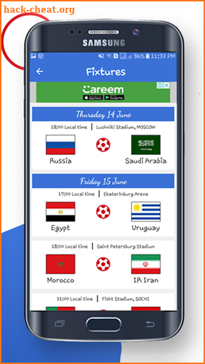Football World Cup Schedule & Live Score 2018 screenshot