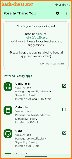 Fossify Thank You screenshot
