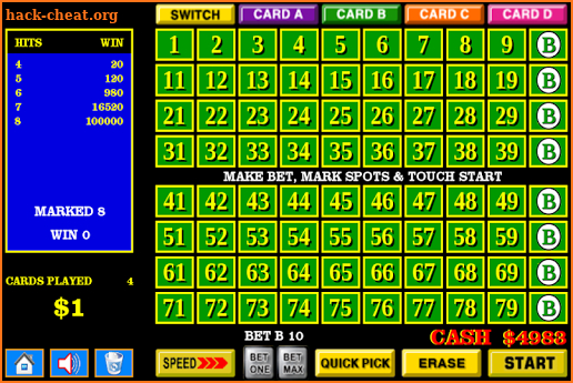 Four Card Keno - Huge Bets screenshot