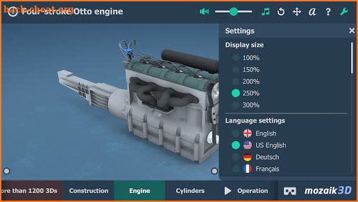 Four-stroke Otto engine educational VR 3D screenshot