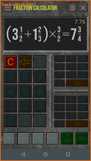 Fraction calculator with solutions screenshot