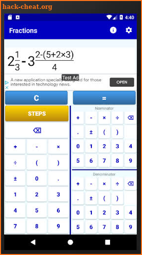 Fractions Calculator screenshot