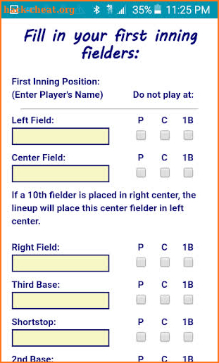 Free Baseball Lineups.com screenshot