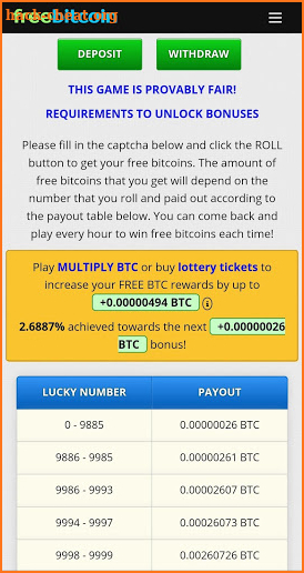 Free Bitcoin Wallet, Faucet, Lottery and Dice! screenshot