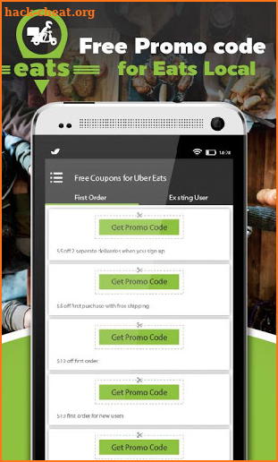 Free Coupons for Uber Eats Food Delivery Services screenshot