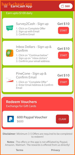 Free Gift Cards, Make Money Online - EarnCash screenshot
