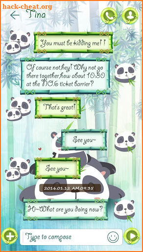 (FREE) GO SMS CUTE PANDAS THEME screenshot