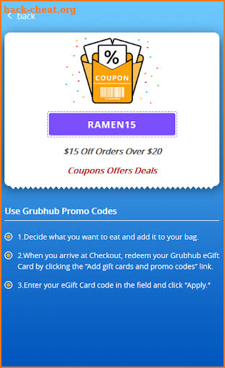 Free Meal Coupons for Grubhub screenshot