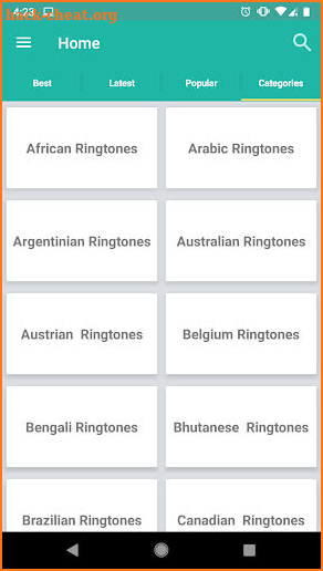 Free mp3 ringtones application screenshot