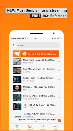 FREE Musi Simple Music Streaming App Reference screenshot
