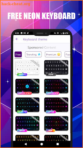 Free Neon keyboard screenshot