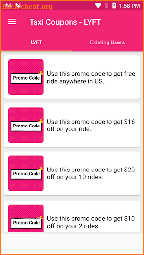 Free Taxi Ride Coupons for Lyft screenshot