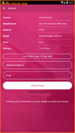 Free Unlock Network Code for LG SIM screenshot