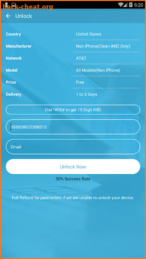 Free Unlock Network Code for Motorola SIM screenshot