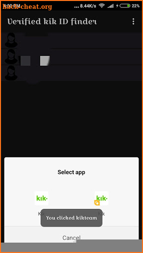 Friend Finder for Kik app, Chat in KIK messenger screenshot