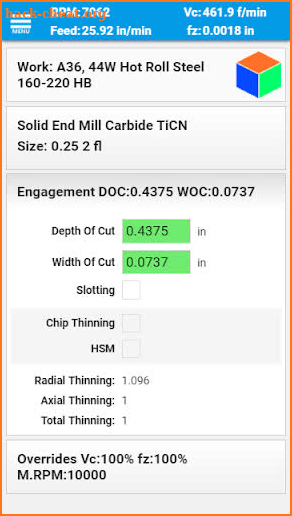 FSWizard Machinist Calculator screenshot
