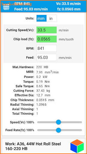 FSWizard Pro Machinist Calc screenshot