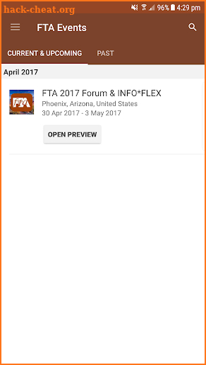 FTA Events screenshot