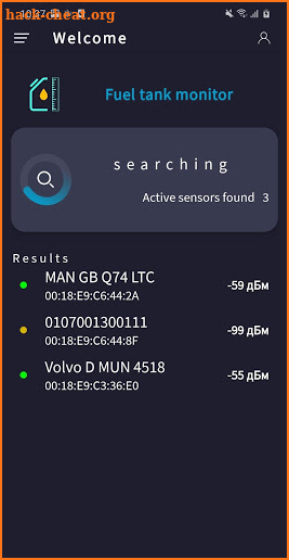 Fuel tank monitor screenshot
