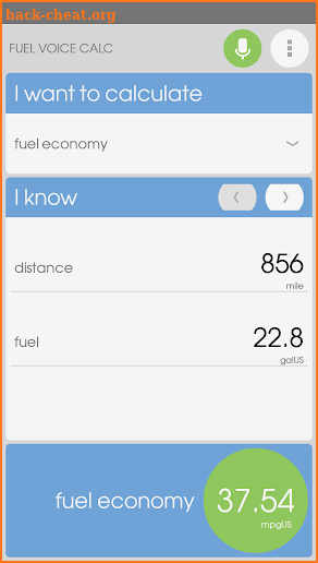 Fuel Voice Calc screenshot