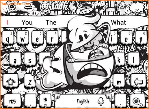 Funny emoji white black graffiti theme Keyboard screenshot