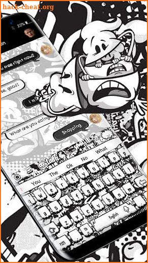 Funny emoji white black graffiti theme Keyboard screenshot