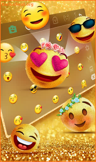 Funny Golden Glitter Emoji Keyboard screenshot