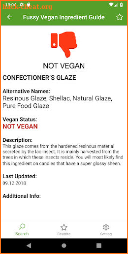 Fussy Vegan Ingredient Guide screenshot