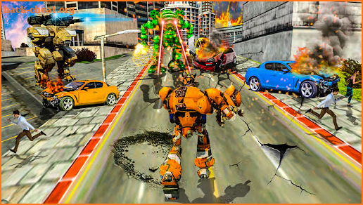 Futuristic Robot Battle Helicopter Transform City screenshot