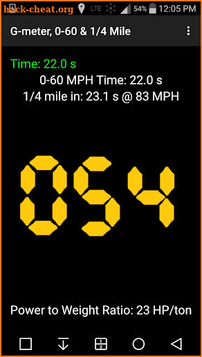 G-meter, 0-60 & 1/4 mile drag screenshot