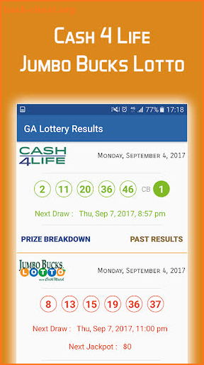 GA Lottery Results screenshot