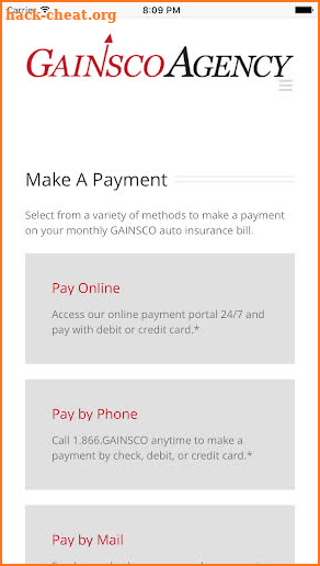 GAINSCO Auto Insurance screenshot