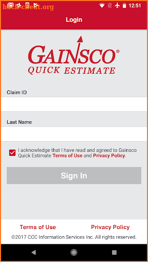 Gainsco Quick Estimate screenshot