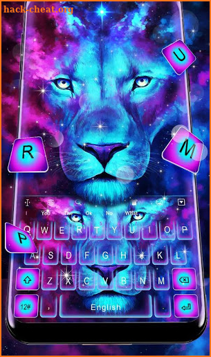 Galaxy Blue Eyes Lion Keyboard Theme screenshot