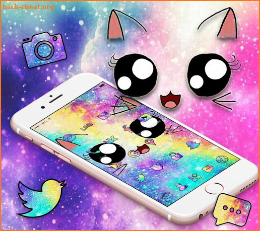 Galaxy Cute Kitty Sparkle Theme screenshot