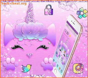 Galaxy Cute Unicorn Glitter Theme screenshot