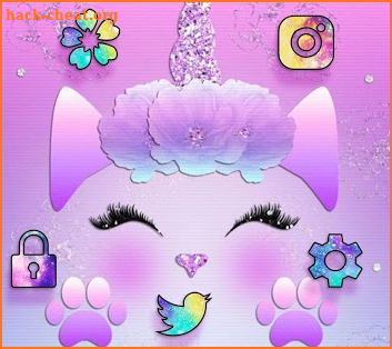 Galaxy Cute Unicorn Glitter Theme screenshot