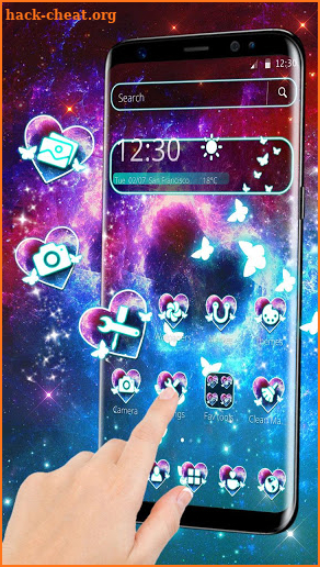 Galaxy Dreamy Neon Heart Theme screenshot