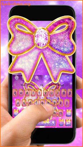 Galaxy Gold Pink Bow Keyboard screenshot