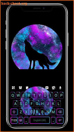 Galaxy Howling Wolf Keyboard Background screenshot
