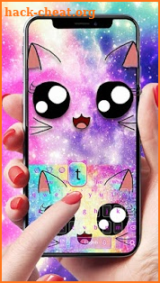 Galaxy Kitty Emoji Keyboard Theme screenshot