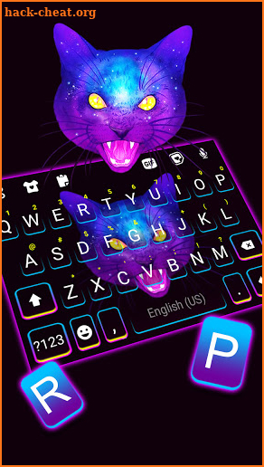 Galaxy Neon Cat Keyboard Background screenshot