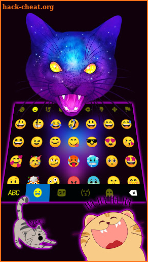 Galaxy Neon Cat Keyboard Background screenshot
