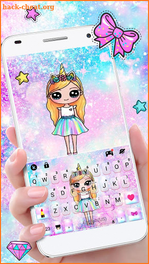 Galaxy Unicorn Girl Keyboard Theme screenshot