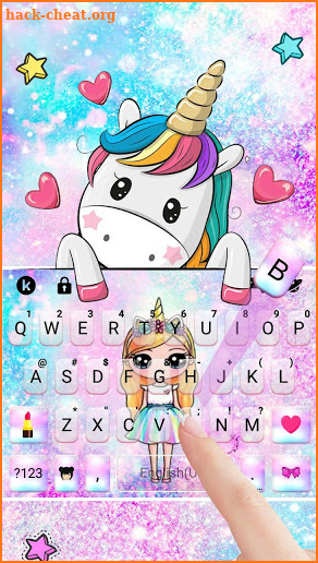 Galaxy Unicorn Girl Keyboard Theme screenshot