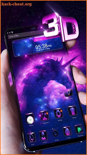 Galaxy Unicorn Glass Tech Theme screenshot