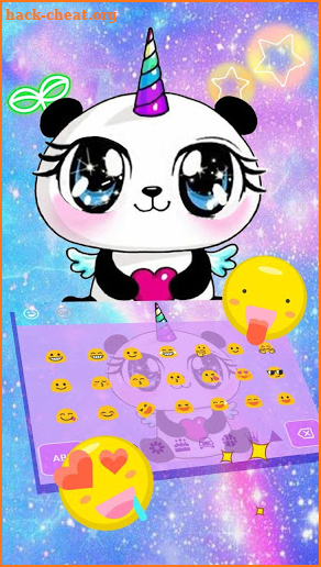 Galaxy Unicorn Panda Emoji Keyboard Theme screenshot